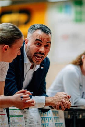 BB 1BL Women Syntainics MBC Lions BC Pharmaserv Marburg Timur Topal GISA Lions MBC during the 2025 2026 season in the semi-final playoff in game 1 of 5 in the DBBL Toyota Bundesliga Syntainics MBC Lions and BC Pharmaserv Marburg at the SWH Arena on April 11, 2026 in Halle Saale, Sachsen Anhalt, Germany