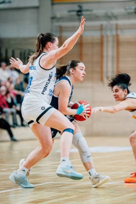 BB 1BL Women Syntainics MBC Lions BC Pharmaserv Marburg Anna Suckstorff GISA Lions MBC during the 2025 2026 season in the semi-finals playoff in game 1 of 5 in the DBBL Toyota Bundesliga Syntainics MBC Lions and BC Pharmaserv Marburg at the SWH Arena on April 11, 2026 in Halle Saale, Sachsen Anhalt, Germany