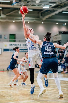 BB 1BL Women Syntainics MBC Lions BC Pharmaserv Marburg Mia Heide BC Pharmaserv Marburg , Romy Bär GISA Lions MBC during the 2025 2026 season in the semi-final playoff in game 1 of 5 in the DBBL Toyota Bundesliga Syntainics MBC Lions and BC Pharmaserv Marburg at the SWH Arena on April 11, 2026 in Halle Saale, Sachsen Anhalt, Germany