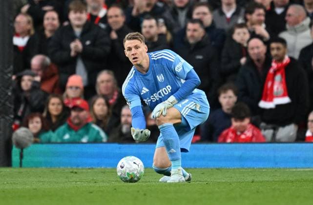 Bernd Leno goalkeeper of Fulham Liverpool v Fulham, Premier League, Football, Anfield, Liverpool, UK - 11 Apr 2026Liverpool Anfield United Kingdom EDITORIAL USE ONLY No use with unauthorised audio, video, data, fixture lists, club league logos or live services. Online in-match use limited to 120 images, no video emulation. No use in betting, games or single club league player publications. Copyright: xAnnaxGowthorpe Shutterstockx 16823590bc