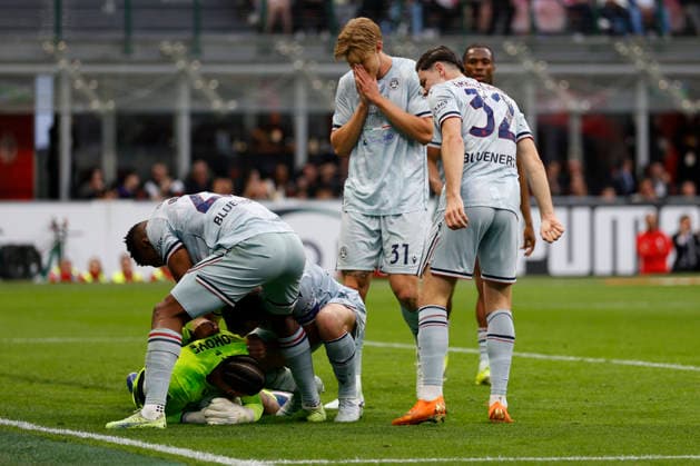 AC Milan v Udinese Calcio - Serie A Udinese s Maduka Okoye during the Italian Serie A Enilive soccer championship match between AC Milan and Udinese Calcio at San Siro Stadium in Milan, Italy, on April 11, 2026. Milan Italy  Copyright: xMattiaxRadonix originalFilename:radoni-soccer20260411_npDTl.jpg
