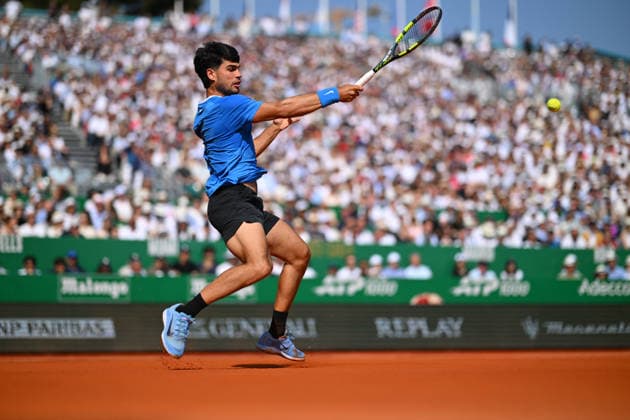 2026 Rolex Monte-Carlo Masters - Day 6 Carlos Alcaraz (ESP) during his semi final match at the 2026 Rolex Monte-Carlo Masters in Monte-Carlo, MONACO, on April 11th, 2026. Photo by Corinne Dubreuil ABACAPRESS.COM Monte-Carlo Monaco  Copyright: xDubreuilxCorinne ABACAx