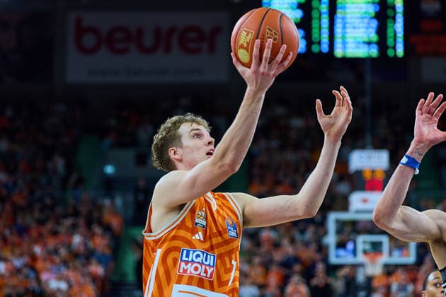 Tobias Jensen ratiopharm ulm, 07 GER, ratiopharm ulm vs BMA365 Bamberg Baskets, Basketball, Matchday 29, EasyCredit BBL, Season 2025 2026, 11 04 2026 GER, ratiopharm ulm vs BMA365 Bamberg Baskets, Basketball, Matchday 29, EasyCredit BBL, Season 2025 2026, 11 04 2026 New Ulm Copyright: xEibner-Pressefoto GeraldxOelze-dexStoppanyx EP_ODS