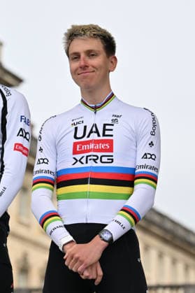 Paris-Roubaix Team Presentation World champion Tadej Pogacar of UAE Team Emirates participates in the team presentation of Paris-Roubaix 2026 (1.UWT - 123rd edition) in Compiegne, France, on April 11, 2026. Compiegne France  Copyright: xGautierxDemouveauxx originalFilename:demouveaux-notitle260411_npcqw.jpg