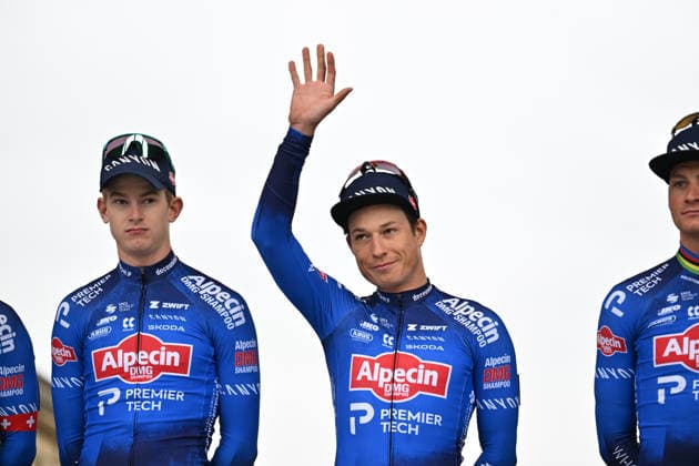 Paris-Roubaix Team Presentation Jasper Philipsen of team Alpecin-Premier Tech participates in the team presentation of Paris-Roubaix 2026 (1.UWT - 123rd edition) in Compiegne, France, on April 11, 2026. Compiegne France  Copyright: xGautierxDemouveauxx originalFilename:demouveaux-notitle260411_npdLS.jpg