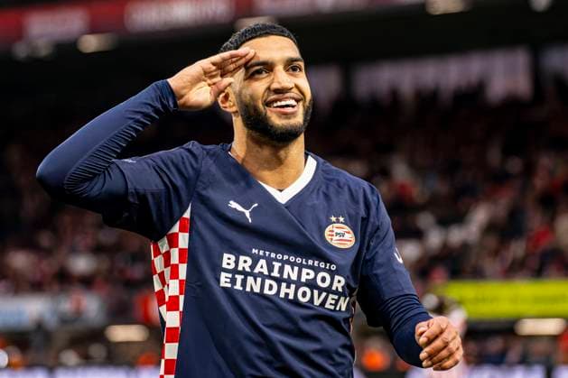 Ismael Saibari of PSV Eindhoven celebrates after scoring his teams second goal Sparta Rotterdam v PSV Eindhoven, Eredivisie, Sparta Rotterdam v PSV, Sparta Stadion Het Kasteel , April 11, 2026, Rotterdam, Netherlands.