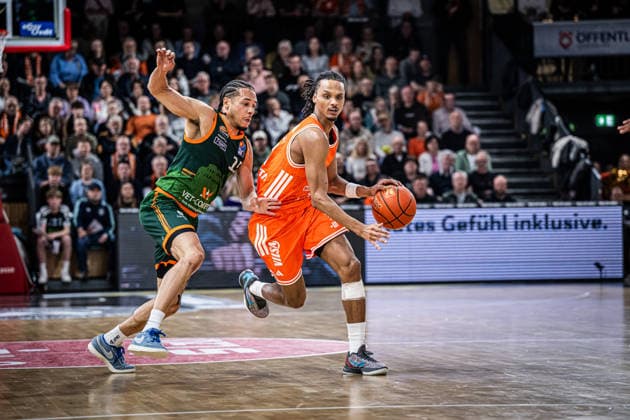 1 Basketball Bundesliga, easyCredit BBL, Season 2025 2026, Men, Main Round, Matchday 29, 11 04 2026, RASTA Vechta Gladiators Trier Alonzo Verge 11 RASTA Vechta in action Vechta RASTA Dome Lower Saxony Germany