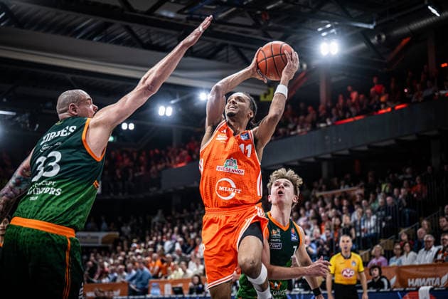 1 Basketball Bundesliga, easyCredit BBL, Season 2025 2026, Men, Main Round, Matchday 29, 11 04 2026, RASTA Vechta Gladiators Trier Alonzo Verge 11 RASTA Vechta at the Korbleger Vechta RASTA Dome Niedersachsen Germany