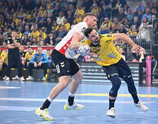 HBL Handball Bundesliga Season 2025 26 Mannheim SAP Arena 08 03 2026 Rhein Neckar Löwen rnl SG Flensburg Handewitt Blaz BLAGOTINSEK fFl H9, li Dani BAIJENS Rhein Neckar Löwen HBL Handball Bundesliga
