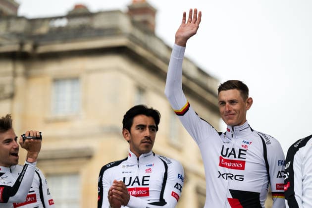 Cycling, Paris Roubaix, Team Presentation Men, 11 04 2026 Right Nils Politt GER, UAE Team Emirates XRG Compiegne France Copyright: xMarcelxHilgerx