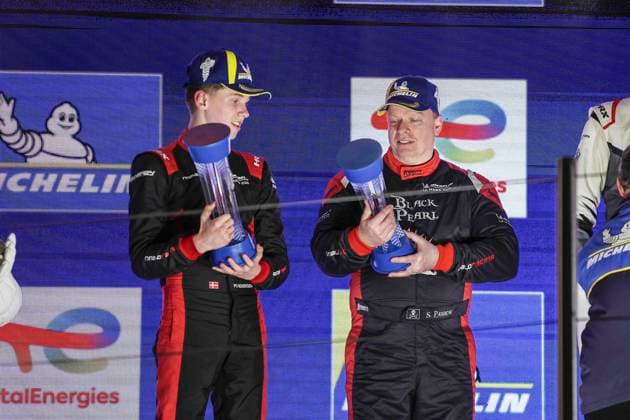 AUTO - MLC 2026 - BARCELONA 66 PARROW Steve (ger), PEDERSEN Mikkel Gaarde (den), Rinaldi Racing, Ligier JS P325 - Toyota, LMP3 Pro Am, podium, portrait during the 1st round of the 2026 Michelin Le Mans Cup on the Circuit de Barcelona-Catalunya from April 10 to 12, 2026 in Barcelona, Spain - BarcelonaSpain  Copyright: xXavixBonillax