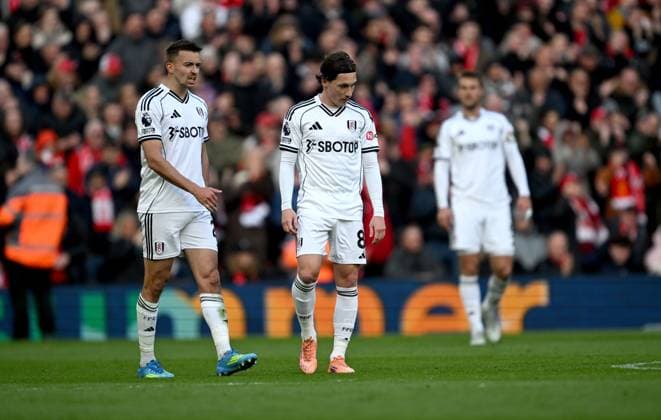 Timothy Castagne and Harry Wilson of Fulham are dejected Liverpool v Fulham, Premier League, Football, Anfield, Liverpool, UK - 11 Apr 2026Liverpool Anfield United Kingdom EDITORIAL USE ONLY No use with unauthorised audio, video, data, fixture lists, club league logos or live services. Online in-match use limited to 120 images, no video emulation. No use in betting, games or single club league player publications. Copyright: xAnnaxGowthorpe Shutterstockx 16823590cd