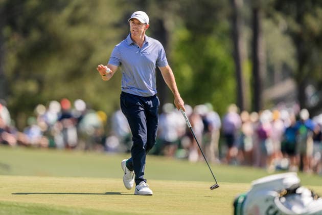 260411 Rory McIlroy of Northern Ireland celebrates during the third round of the 2026 Masters Golf Tournament on April 11, 2026 in Augusta Photo Petter Arvidson BILDBYRAN kod PA PA1195 golf masters bbeng the masters augusta jubel  Copyright: PETTERxARVIDSON BB260411PA115