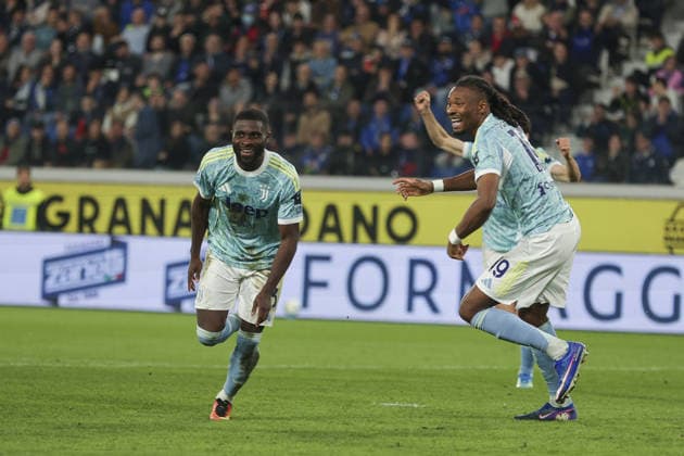 Jeremie Boga of Juventus FC celebrates after scoring during Atalanta BC vs Juventus FC, 32Â° Serie A Enilive 2025-26 game at New Balance Arena in Bergamo (BG), Italy, on April 11, 2026.  Copyright: xDavidexCasentini IPAxSportx xipa-agency.netx xx IPA_73897974 IPA_Agency_IPA73897974