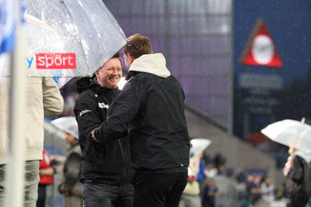 11 04 2026, xrekx, Fußball 2 Bundesliga, SV Darmstadt 98 Hannover 96 v l Christian Titz Trainer Hannover 96 Florian Kohfeldt Trainer SV Darmstadt 98 DFL DFB REGULATIONS PROHIBIT ANY USE OF PHOTOGRAPHS as IMAGE SEQUENCES and or QUASI VIDEO Darmstadt