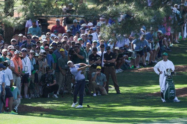 Golf 2026 Masters Tournament - Round 3 Rory McIlroy of Northern Ireland hits on the seventh fairway in Round 3 of the 2026 Masters tournament in August, Georgia, USA, 11 April 2026. Augusta United States  Copyright: xCHRISxTORRESx