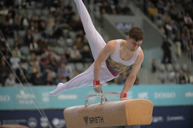 FIG APPARATUS WORLD CUP 2026 (CRO),Finals Day 1 (MAG, WAG), Hall Gradski vrt , Osijek, Croatia, 11.04.2026 IVANOV David (BUL) during FIG APPARATUS WORLD CUP 2026 (CRO),Final Day 1, Pommel Horse (MAG), Hall Gradski vrt , Osijek, Croatia, 11.04.2026 *** FIG APPARATUS WORLD CUP 2026 CRO ,Finals Day 1 MAG, WAG , Hall Gradski vrt , Osijek, Croatia, 11 04 2026 IVANOV David BUL during FIG APPARATUS WORLD CUP 2026 CRO ,Final Day 1, Pommel Horse MAG , Hall Gradski vrt , Osijek, Croatia, 11 04 2026 Copyright: xBEAUTIFULxSPORTS Stanusicx