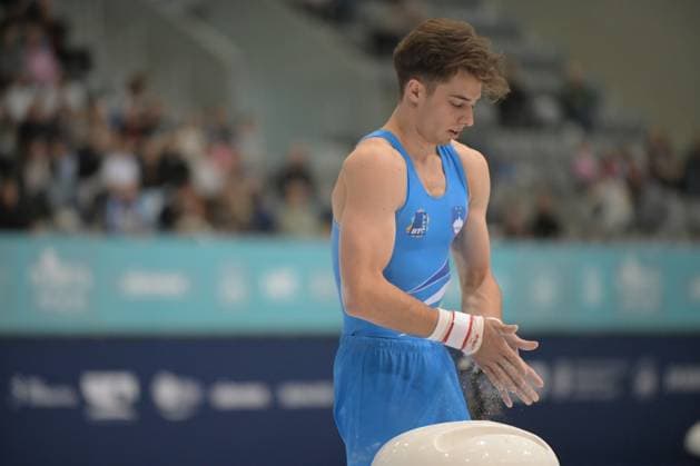 FIG APPARATUS WORLD CUP 2026 (CRO),Finals Day 1 (MAG, WAG), Hall Gradski vrt , Osijek, Croatia, 11.04.2026 RAKOVIC Gregor (SLO) during FIG APPARATUS WORLD CUP 2026 (CRO),Final Day 1, Pommel Horse (MAG), Hall Gradski vrt , Osijek, Croatia, 11.04.2026 *** FIG APPARATUS WORLD CUP 2026 CRO ,Finals Day 1 MAG, WAG , Hall Gradski vrt , Osijek, Croatia, 11 04 2026 RAKOVIC Gregor SLO during FIG APPARATUS WORLD CUP 2026 CRO ,Final Day 1, Pommel Horse MAG , Hall Gradski vrt , Osijek, Croatia, 11 04 2026 Copyright: xBEAUTIFULxSPORTS Stanusicx