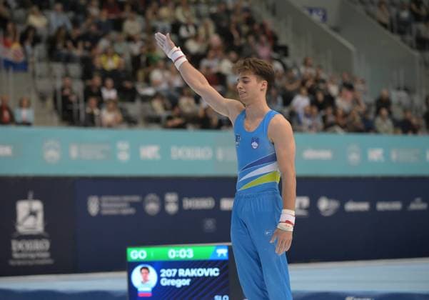 FIG APPARATUS WORLD CUP 2026 (CRO),Finals Day 1 (MAG, WAG), Hall Gradski vrt , Osijek, Croatia, 11.04.2026 RAKOVIC Gregor (SLO) during FIG APPARATUS WORLD CUP 2026 (CRO),Final Day 1, Pommel Horse (MAG), Hall Gradski vrt , Osijek, Croatia, 11.04.2026 *** FIG APPARATUS WORLD CUP 2026 CRO ,Finals Day 1 MAG, WAG , Hall Gradski vrt , Osijek, Croatia, 11 04 2026 RAKOVIC Gregor SLO during FIG APPARATUS WORLD CUP 2026 CRO ,Final Day 1, Pommel Horse MAG , Hall Gradski vrt , Osijek, Croatia, 11 04 2026 Copyright: xBEAUTIFULxSPORTS Stanusicx