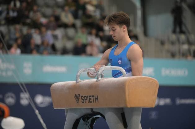 FIG APPARATUS WORLD CUP 2026 (CRO),Finals Day 1 (MAG, WAG), Hall Gradski vrt , Osijek, Croatia, 11.04.2026 RAKOVIC Gregor (SLO) during FIG APPARATUS WORLD CUP 2026 (CRO),Final Day 1, Pommel Horse (MAG), Hall Gradski vrt , Osijek, Croatia, 11.04.2026 *** FIG APPARATUS WORLD CUP 2026 CRO ,Finals Day 1 MAG, WAG , Hall Gradski vrt , Osijek, Croatia, 11 04 2026 RAKOVIC Gregor SLO during FIG APPARATUS WORLD CUP 2026 CRO ,Final Day 1, Pommel Horse MAG , Hall Gradski vrt , Osijek, Croatia, 11 04 2026 Copyright: xBEAUTIFULxSPORTS Stanusicx
