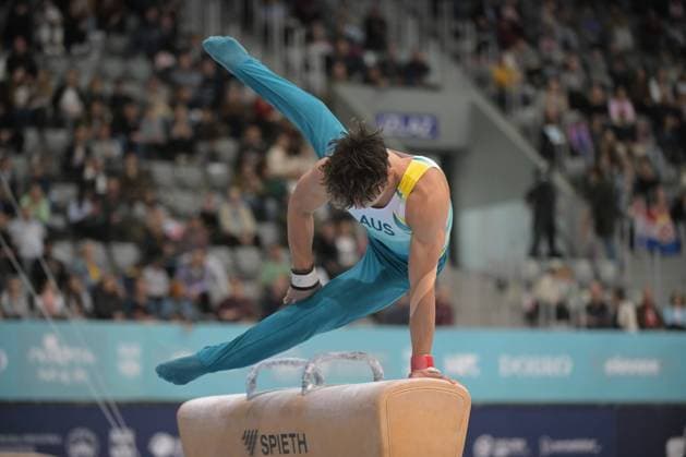 FIG APPARATUS WORLD CUP 2026 (CRO),Finals Day 1 (MAG, WAG), Hall Gradski vrt , Osijek, Croatia, 11.04.2026 HAGENS Tru (AUS) during FIG APPARATUS WORLD CUP 2026 (CRO),Final Day 1, Pommel Horse (MAG), Hall Gradski vrt , Osijek, Croatia, 11.04.2026 *** FIG APPARATUS WORLD CUP 2026 CRO ,Finals Day 1 MAG, WAG , Hall Gradski vrt , Osijek, Croatia, 11 04 2026 HAGENS Tru AUS during FIG APPARATUS WORLD CUP 2026 CRO ,Final Day 1, Pommel Horse MAG , Hall Gradski vrt , Osijek, Croatia, 11 04 2026 Copyright: xBEAUTIFULxSPORTS Stanusicx