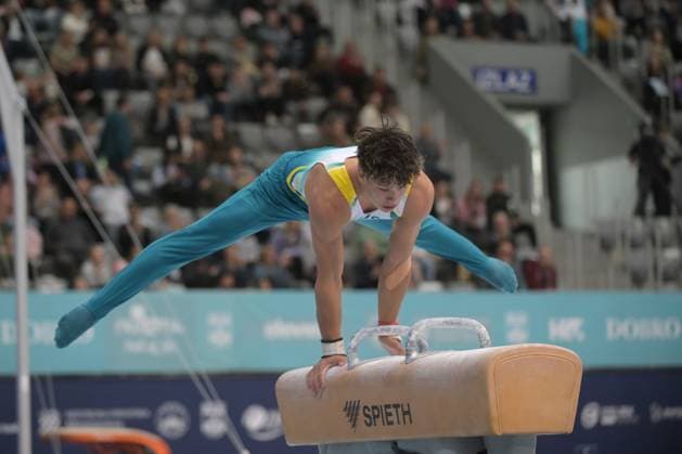 FIG APPARATUS WORLD CUP 2026 (CRO),Finals Day 1 (MAG, WAG), Hall Gradski vrt , Osijek, Croatia, 11.04.2026 HAGENS Tru (AUS) during FIG APPARATUS WORLD CUP 2026 (CRO),Final Day 1, Pommel Horse (MAG), Hall Gradski vrt , Osijek, Croatia, 11.04.2026 *** FIG APPARATUS WORLD CUP 2026 CRO ,Finals Day 1 MAG, WAG , Hall Gradski vrt , Osijek, Croatia, 11 04 2026 HAGENS Tru AUS during FIG APPARATUS WORLD CUP 2026 CRO ,Final Day 1, Pommel Horse MAG , Hall Gradski vrt , Osijek, Croatia, 11 04 2026 Copyright: xBEAUTIFULxSPORTS Stanusicx