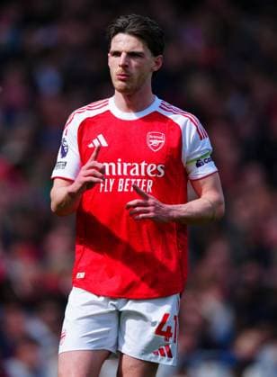 Declan Rice of Arsenal Arsenal v AFC Bournemouth, Premier League, Football, Emirates Stadium, London, UK - 11 Apr 2026London Emirates Stadium United Kingdom EDITORIAL USE ONLY No use with unauthorised audio, video, data, fixture lists, club league logos or live services. Online in-match use limited to 120 images, no video emulation. No use in betting, games or single club league player publications. Copyright: xJavierxGarcia Shutterstockx 16823522hd