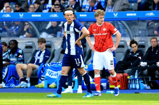 DEU, DFL, 2 FBL, Hertha BSC vs 1 FC Kaiserslautern, 11 04 2026, Berliner Olympiastadion, Berlin, DEU, DFL, 2 FBL, Hertha BSC vs 1 FC Kaiserslautern, im Bild Fabian Reese Hertha BSC Berlin 11 , k22 DFL regulations prohibit any use of Photographs as image sequences and or quasi video nordphotoxGmbHx xEngler nph00076