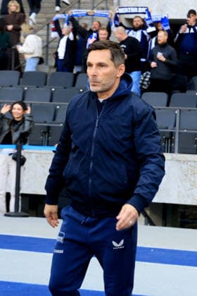 DEU, DFL, 2 FBL, Hertha BSC vs 1 FC Kaiserslautern, 11 04 2026, Berliner Olympiastadion, Berlin, DEU, DFL, 2 FBL, Hertha BSC vs 1 FC Kaiserslautern, im Bild Cheftrainer Stefan Leitl Hertha BSC Berlin DFL regulations prohibit any use of Photographs as image sequences and or quasi video nordphotoxGmbHx xEngler nph00076