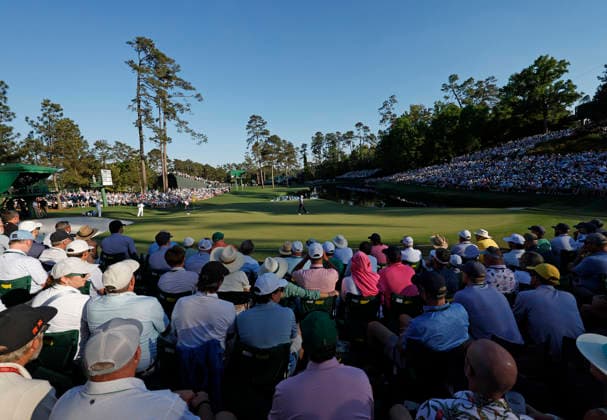 Rory McIlroy of Northern Ireland putts on the 16th green during the third round of the Masters Tournament at Augusta National Golf Club on Saturday, April 11, 2026, in Augusta, Georgia.  AUG202604118561 JOHNxANGELILLO