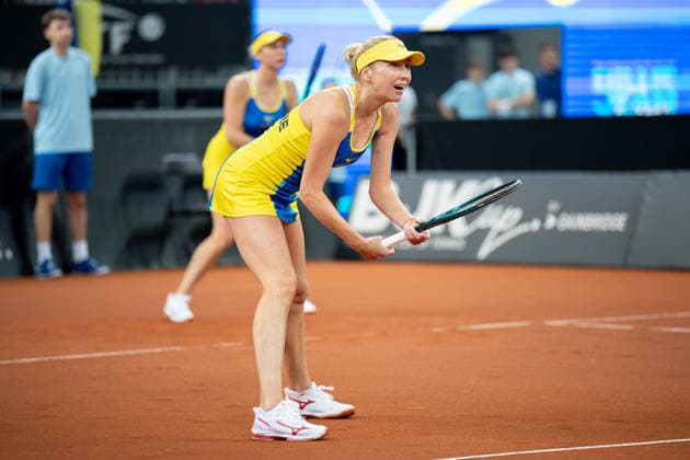 Poland v Ukraine - 2026 Billie Jean King Cup By Gainbridge Qualifiers: Day 2 Nadiia Kichenok and Lyudmyla Kichenok of Ukraine compete in the Billie Jean King Cup Qualifiers, women s doubles tennis match against Poland at the PreZero Arena in Gliwice, Poland, on April 11, 2026. Gliwice Poland  Copyright: xMarcinxGolbax originalFilename:golba-polandvs260411_nphXf.jpg