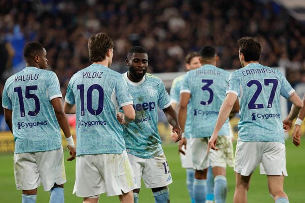 Jeremie Boga of FC Juventus celebrates after scoring goal in the 48th minute for 0-1 during the match of 2025-2026 Serie A football between Atalanta BC vs Juventus FC at the New Balance Arena Stadium on 11 April 2026 in Bergamo, BG.  Copyright: xEmanuelexPennacchio IPAxSportx xipa-agency.netx xx IPA_73899231 IPA_Agency_IPA73899231