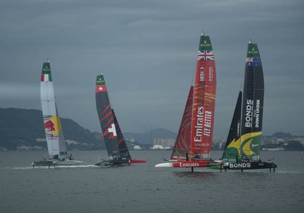 2026 ENEL Rio Sail Grand Prix RIO DE JANEIRO, BRAZIL - APRIL 11: Sweden, Australia, the United States, Spain, and Brazil, along with Germany, Italy, Denmark, and Australia, Canada, compete in the 2026 ENEL Rio Sail Grand Prix in Rio de Janeiro, Brazil on April 11, 2026. The Rio leg is the fourth of 13 stops on the 2026 SailGP, which is considered the Formula 1 of sailing and is holding its first event in South America. The series had two stops in Australia (Perth and Sydney) and one in New Zealand (Auckland) before arriving in Brazil. Fabio Teixeira Anadolu Rio de Janeiro Brazil. Editorial use only. Please get in touch for any other usage.  Copyright: x2026xAnadoluxFabioxTeixeirax