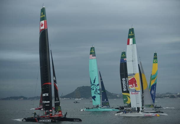 2026 ENEL Rio Sail Grand Prix RIO DE JANEIRO, BRAZIL - APRIL 11: Sweden, Australia, the United States, Spain, and Brazil, along with Germany, Italy, Denmark, and Australia, Canada, compete in the 2026 ENEL Rio Sail Grand Prix in Rio de Janeiro, Brazil on April 11, 2026. The Rio leg is the fourth of 13 stops on the 2026 SailGP, which is considered the Formula 1 of sailing and is holding its first event in South America. The series had two stops in Australia (Perth and Sydney) and one in New Zealand (Auckland) before arriving in Brazil. Fabio Teixeira Anadolu Rio de Janeiro Brazil. Editorial use only. Please get in touch for any other usage.  Copyright: x2026xAnadoluxFabioxTeixeirax