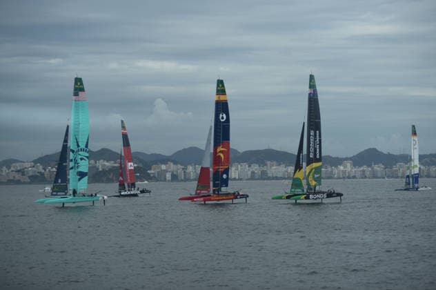 2026 ENEL Rio Sail Grand Prix RIO DE JANEIRO, BRAZIL - APRIL 11: Sweden, Australia, the United States, Spain, and Brazil, along with Germany, Italy, Denmark, and Australia, Canada, compete in the 2026 ENEL Rio Sail Grand Prix in Rio de Janeiro, Brazil on April 11, 2026. The Rio leg is the fourth of 13 stops on the 2026 SailGP, which is considered the Formula 1 of sailing and is holding its first event in South America. The series had two stops in Australia (Perth and Sydney) and one in New Zealand (Auckland) before arriving in Brazil. Fabio Teixeira Anadolu Rio de Janeiro Brazil. Editorial use only. Please get in touch for any other usage.  Copyright: x2026xAnadoluxFabioxTeixeirax
