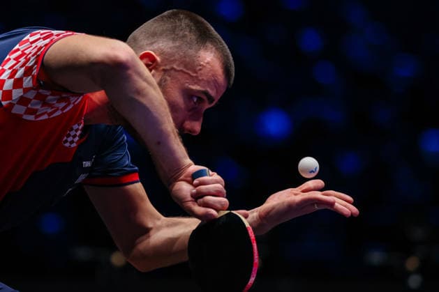 TAIYUAN, CHINA - APRIL 11: Tomislav Pucar of Croatia competes in the Men s Singles Semifinal match against Maharu Yoshimura of Japan on day 5 of WTT Contender Taiyuan 2026 at Taiyuan Binhe Sports Center on April 11, 2026 in Taiyuan, Shanxi Province of China.  Copyright: xVCGx 111634157904