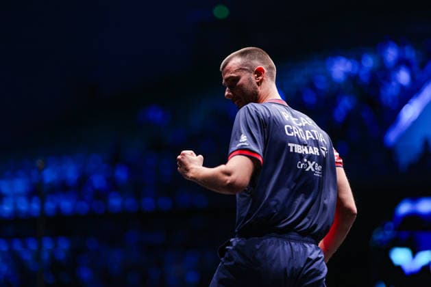 TAIYUAN, CHINA - APRIL 11: Tomislav Pucar of Croatia reacts in the Men s Singles Semifinal match against Maharu Yoshimura of Japan on day 5 of WTT Contender Taiyuan 2026 at Taiyuan Binhe Sports Center on April 11, 2026 in Taiyuan, Shanxi Province of China.  Copyright: xVCGx 111634157879