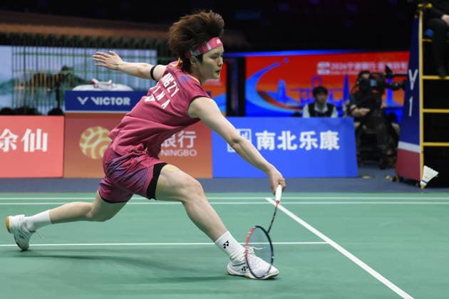 NINGBO, CHINA - APRIL 11: Wang Zhiyi of China reacts in the Women s Singles Semifinal match against Akane Yamaguchi of Japan on day 5 of Badminton Asia Championships 2026 at Ningbo Olympic Sports Center on April 11, 2026 in Ningbo, Zhejiang Province of China.  Copyright: xVCGx 111634150402