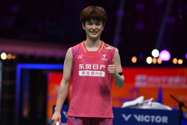 NINGBO, CHINA - APRIL 11: Wang Zhiyi of China reacts in the Women s Singles Semifinal match against Akane Yamaguchi of Japan on day 5 of Badminton Asia Championships 2026 at Ningbo Olympic Sports Center on April 11, 2026 in Ningbo, Zhejiang Province of China.  Copyright: xVCGx 111634143367