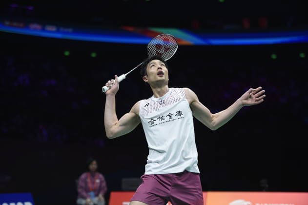 NINGBO, CHINA - APRIL 11: Chou Tien-chen of Chinese Taipei reacts in the Men s Singles Semifinal match against Shi Yuqi of China on day 5 of Badminton Asia Championships 2026 at Ningbo Olympic Sports Center on April 11, 2026 in Ningbo, Zhejiang Province of China.  Copyright: xVCGx 111634150894