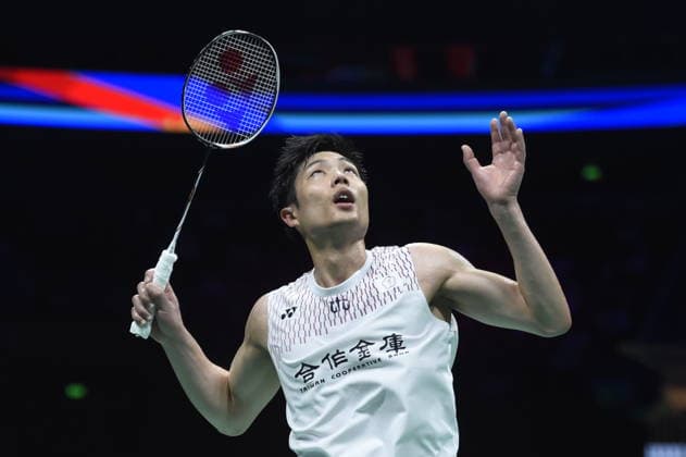 NINGBO, CHINA - APRIL 11: Chou Tien-chen of Chinese Taipei reacts in the Men s Singles Semifinal match against Shi Yuqi of China on day 5 of Badminton Asia Championships 2026 at Ningbo Olympic Sports Center on April 11, 2026 in Ningbo, Zhejiang Province of China.  Copyright: xVCGx 111634150899
