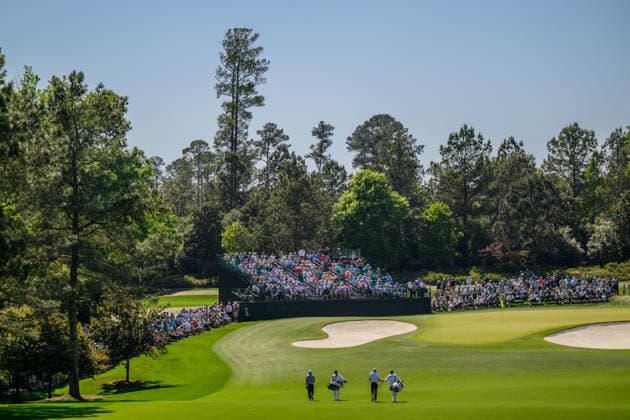 260411 Sam Burns of United States and Rory McIlroy of Northern Ireland during the third round of the 2026 Masters Golf Tournament on April 11, 2026 in Augusta Photo Petter Arvidson BILDBYRAN kod PA PA1195 golf masters bbeng the masters augusta  Copyright: PETTERxARVIDSON BB260411PA206