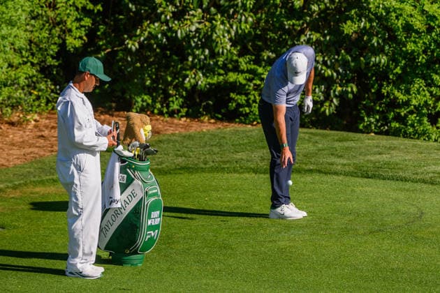 260411 Rory McIlroy of Northern Ireland takes a drop on the 11th hole after he hit the water during the third round of the 2026 Masters Golf Tournament on April 11, 2026 in Augusta Photo Petter Arvidson BILDBYRAN kod PA PA1195 golf masters bbeng the masters augusta  Copyright: PETTERxARVIDSON BB260411PA215