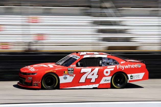BRISTOL, TN - APRIL 11: Grey Gaulding ( 74 Mike Harmon Racing Flywheel Chevrolet) drives down the front stretch during practice for the NASCAR, Motorsport, USA O Reilly Auto Parts Series Suburban Propane 300 on April 11, 2026 at Bristol Motor Speedway in Bristol, TN. (Photo by Jeff Robinson Icon Sportswire) AUTO: APR 11 NASCAR O’Reilly Auto Parts Series Suburban Propane 300 EDITORIAL USE ONLY Icon2604111837300