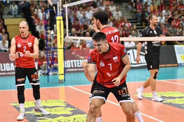 Freude, Jubel, Milan Kvrzic (TV Rottenburg, 07) TV Rottenburg vs. FC Schuettorf 09, Volleyball, 2. Bundesliga, Playoff Halbfinale, Spiel 9, Saison 2025 2026, 11.04.2026, TV Rottenburg vs. FC Schuettorf 09, Volleyball, 2. Bundesliga, Playoff Halbfinale, Spiel 9, Saison 2025 2026, 11.04.2026 Rottenburg *** joy, jubilation, Milan Kvrzic TV Rottenburg, 07 TV Rottenburg vs FC Schuettorf 09, Volleyball, 2 Bundesliga, playoff semi-final, match 9, 2025 2026 season, 11 04 2026, TV Rottenburg vs FC Schuettorf 09, Volleyball, 2 Bundesliga, playoff semi-final, match 9, 2025 2026 season, 11 04 2026 Rottenburg Copyright: xEibner-Pressefoto RalphxKunzex EP_RKE