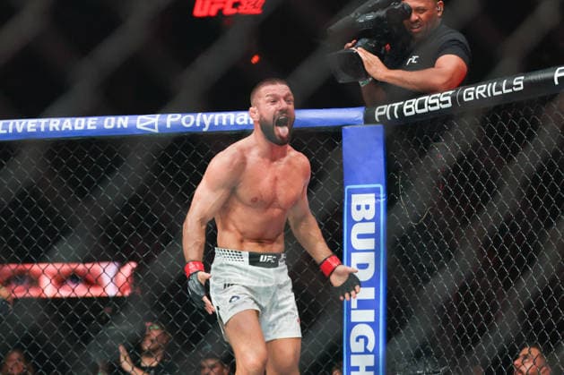 April 11, 2026, Miami, Fl, USA: Miami, FLORIDA Ã¢â‚¬ APRIL 11: Mateusz Gamrot celebrates his win against Esteban Ribovics in a Lightweight bout during UFC 327 at Kaseya Center on April 11, 2026 in Miami, FL. UFC 327: ProchoÂ¡Zka Vs. Ulberg  - ZUMAr187 20260411_zsp_r187_018 Copyright: xJustinxRenfroex