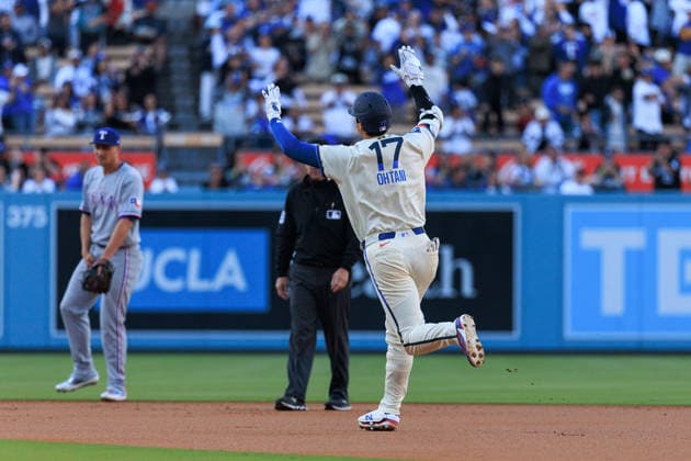 April 11, 2026, Los Angeles, California, USA: Shohei Ohtani 17 of the Los Angeles Dodgers rounds the bases after hitting a solo home run in the first inning during a regular season MLB, Baseball Herren, USA game against the Texas Rangers on Saturday April 11, 2026 at Dodger Stadium in Los Angeles, California. Dodgers defeat Rangers, 6-3. JAVIER ROJAS PI Dodgers Defeat Rangers, 6-3  - ZUMAp124 20260411_zaa_p124_006 Copyright: xJavierxRojasx