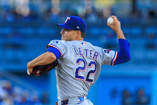April 11, 2026, Los Angeles, California, USA: Starting pitcher, Jack Leiter 22 of the Texas Rangers during a regular season MLB, Baseball Herren, USA game against the Los Angeles Dodgers on Saturday April 11, 2026 at Dodger Stadium in Los Angeles, California. Dodgers defeat Rangers, 6-3. JAVIER ROJAS PI Los Angeles USA - ZUMAp124 20260411_zaa_p124_014 Copyright: xJavierxRojasx