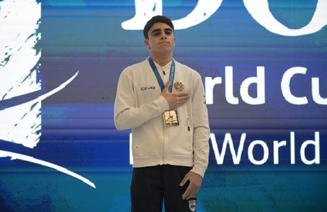 FIG APPARATUS WORLD CUP 2026 (CRO),Finals Day 1 (MAG, WAG), Hall Gradski vrt , Osijek, Croatia, 11.04.2026 MANUKYAN Hamlet (ARM) 1 place won during FIG APPARATUS WORLD CUP 2026 (CRO),Final Day 1, Pommel Horse (MAG), Hall Gradski vrt , Osijek, Croatia, 11.04.2026 *** FIG APPARATUS WORLD CUP 2026 CRO ,Finals Day 1 MAG, WAG , Hall Gradski vrt , Osijek, Croatia, 11 04 2026 MANUKYAN Hamlet ARM 1 place won during FIG APPARATUS WORLD CUP 2026 CRO ,Final Day 1, Pommel Horse MAG , Hall Gradski vrt , Osijek, Croatia, 11 04 2026 Copyright: xBEAUTIFULxSPORTS Stanusicx