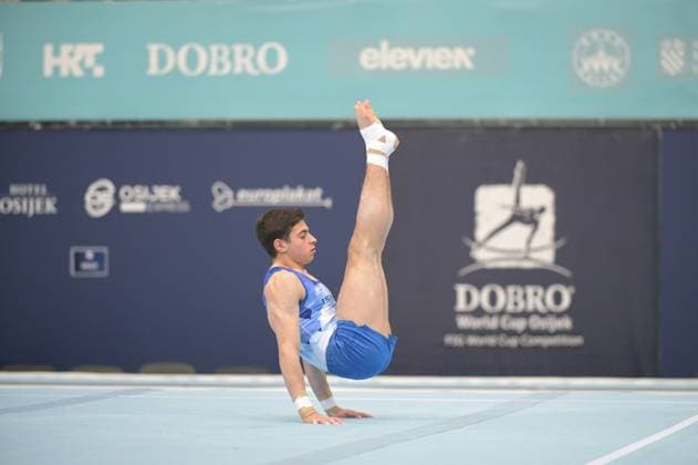 FIG APPARATUS WORLD CUP 2026 (CRO),Finals Day 1 (MAG, WAG), Hall Gradski vrt , Osijek, Croatia, 11.04.2026 BERKOVICH Noam (ISR) during FIG APPARATUS WORLD CUP 2026 (CRO),Final Day 1, FLOOR (MAG), Hall Gradski vrt , Osijek, Croatia, 11.04.2026 *** FIG APPARATUS WORLD CUP 2026 CRO ,Finals Day 1 MAG, WAG , Hall Gradski vrt , Osijek, Croatia, 11 04 2026 BERKOVICH Noam ISR during FIG APPARATUS WORLD CUP 2026 CRO ,Final Day 1, FLOOR MAG , Hall Gradski vrt , Osijek, Croatia, 11 04 2026 Copyright: xBEAUTIFULxSPORTS Stanusicx